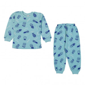 Unisex Bebek Mavi Ananas Baskılı Pijama Takımı