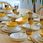 Gilded 93 Piece Ceramic Dining Set For 12 People