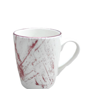 Porselen Kupa Bardak- Kırmızı Desenli