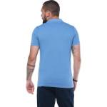 Erkek Mavi Polo Yaka Pike Likralı Modern Kesim Kısa Kollu T-shirt F5186