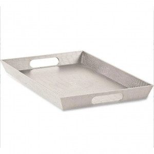 Grey Tray With Leather Pattern 38x25cm