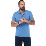 Erkek Mavi Polo Yaka Pike Likralı Modern Kesim Kısa Kollu T-shirt F5186