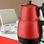 Ladem Vişne Kırmızı Geniş Kapasiteli 2200 Watt Paslanmaz Çelik Çay Makinesi Ve Su Isıtıcısı.