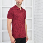 Bordo Erkek Desenli Pike Polo Yaka Slim Fit T-shirt F51603