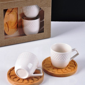 Bambulu Porselen 2'li Kahve Fincanı - Çark
