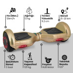 Golden 6.5 Inch Işıklı Akıllı Dengeli Elektrikli Kaykay Hoverboard Deri Taşıma Çantalı