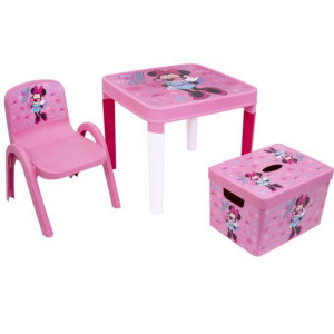 Lisanslı Minnie Masa+sandalye+oyuncak Kutu