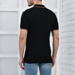 Siyah Erkek Polo Yaka Modern Kesim Pike Kumaş T-shirt F5421
