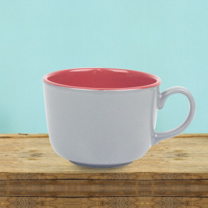 Jumbo Short Mug Grey Red Soup, Hot Chocolate, Salep, Coffee Cup 330 Cc