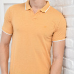 Hardal Erkek Düz Pike Polo Yaka Likralı Slim Fit Nakışlı T-shirt F51606