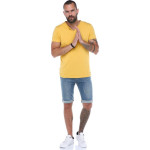 Erkek Sarı V Yaka Modern Kesim Kısa Kollu T-shirt F036