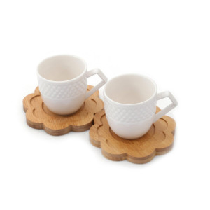 Bamboo Porcelain 2-piece Coffee Cup - Daisy
