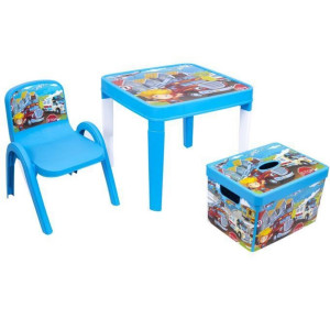 Desenli Masa + Sandalye + Oyuncak Kutusu