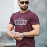 Cıty's Baskılı Bisiklet Yaka Erkek Mürdüm T-shirt 5485