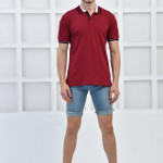 Bordo Erkek Polo Yaka Modern Kesim Pike Kumaş T-shirt F5429