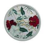 White Round Tray With Red Flowers