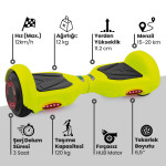 Fashmood 6.5 Inch Işıklı Akıllı Dengeli Elektrikli Kaykay Hoverboard Taşıma Çantalı Sarı