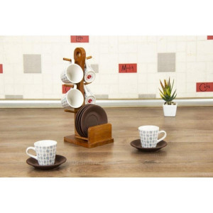6 Person Cup Set With Bamboo Strap – Triangular Pattern