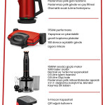 Redline 32 Parça Parlak Kırmızı Avantajlı Elektronik Evlilik Paketi Elektrikli Mutfak Çeyiz Seti