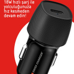 Type-c Girişli 18w Hızlı Araç Içi Şarj Cihazı Oto Çakmaklık Sch-50028