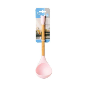 Silicone Ladle With Wooden Handle - Pink