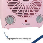 Sahra Pembe 2000 Watt Isıya Dayanıklı Sıcak Ilık Soğuk Devrilme Emniyetli Isıtıcı Fan