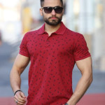 Bordo Erkek Desenli Polo Yaka T-shirt 5486