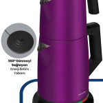 Akasya Violet Xl 2200 Watt Patentli Damlatmayan Tasarımı Çelik Çay Makinesi Ve Su Isıtıcısı