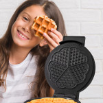 Cookie 1000w Taşmayı Önleyen Derin Plakalı Isı Kontrollü Waffle Makinesi Inox Siyah