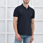 Lacivert Erkek Düz Pike Polo Yaka Likralı Slim Basıc T-shirt F51610