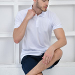 Beyaz Erkek Düz Pike Polo Yaka Likralı Slim Basıc T-shirt F51610