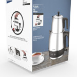 Fulya Siyah 30 Bardaklık Geniş Kapasiteli 2200 Watt Paslanmaz Çelik Çay Makinesi Ve Su Isıtıcısı