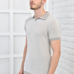 Bej Erkek Polo Yaka Triko Örgü Slim Fit T-shirt F93076