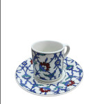 Porcelain Cup Set For 6 People - Blue Tile Pattern