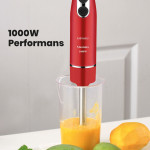 Maximix Kırmızı 1000 Watt 4 Bıçaklı Paslanmaz Çelik Turbo Hız Ayarlı El Blender