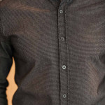 Erkek Siyah Denim Kol Şerit Detaylı Düğmeli Gömlek F6165