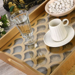 Gold Lacquered Tray with Luxury Decor with Wooden Glass- Drip