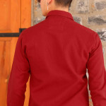 Erkek Bordo Çift Cepli Slim Fit Gabardin Gömlek F6183