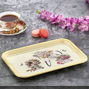 Toya Coffee Tray Gold 21x31 Cm Bicycle Patterned Tray