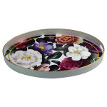 Luxury Oval White Gilded Tray - Mixed Flower