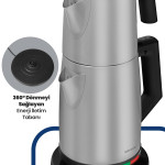 Akasya Inox Xl 2200 Watt Patentli Damlatmayan Tasarımı Paslanmaz Çelik Çay Makinesi Ve Su Isıtıcısı