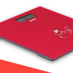 Fokus 180kg Kapasiteli 5mm Dayanıklı Temper Camlı Beyaz Desenli Dijital Baskül Tartı Kırmızı