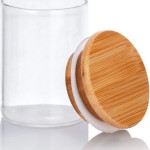 Glass Jar with 3 Bamboo Lids, 450 Ml For Seasoning.