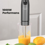 Maximix Antrasit 1000 Watt 4 Bıçaklı Paslanmaz Çelik Turbo Hız Ayarlı El Blender