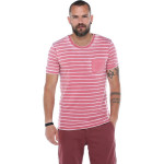 Erkek Bordo Cepli Bisiklet Yaka Çizgili Slim Fit Kısa Kollu T-shirt F023