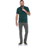 Erkek Yeşil Polo Yaka Pike Likralı Modern Kesim Kısa Kollu T-shirt F5186