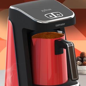 Prokıvam Kırmızı Geniş Hazne Çelik Cezveli Akıllı Yerleştirmeli Türk Kahve Makinesi