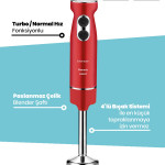Onemix Kırmızı 1000 Watt Hız Ayarlı 4 Bıçaklı Paslanmaz Çelik El Blender