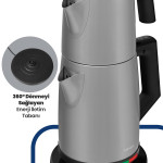 Akasya Silver Xl 2200 Watt Patentli Damlatmayan Tasarımı Çelik Çay Makinesi Ve Su Isıtıcısı