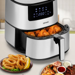 2000 Watt Yüksek Güç 6,4 Litre Inox Geniş Xxl Dokunmatik Airfryer Yağsız Sıcak Hava Fritözü